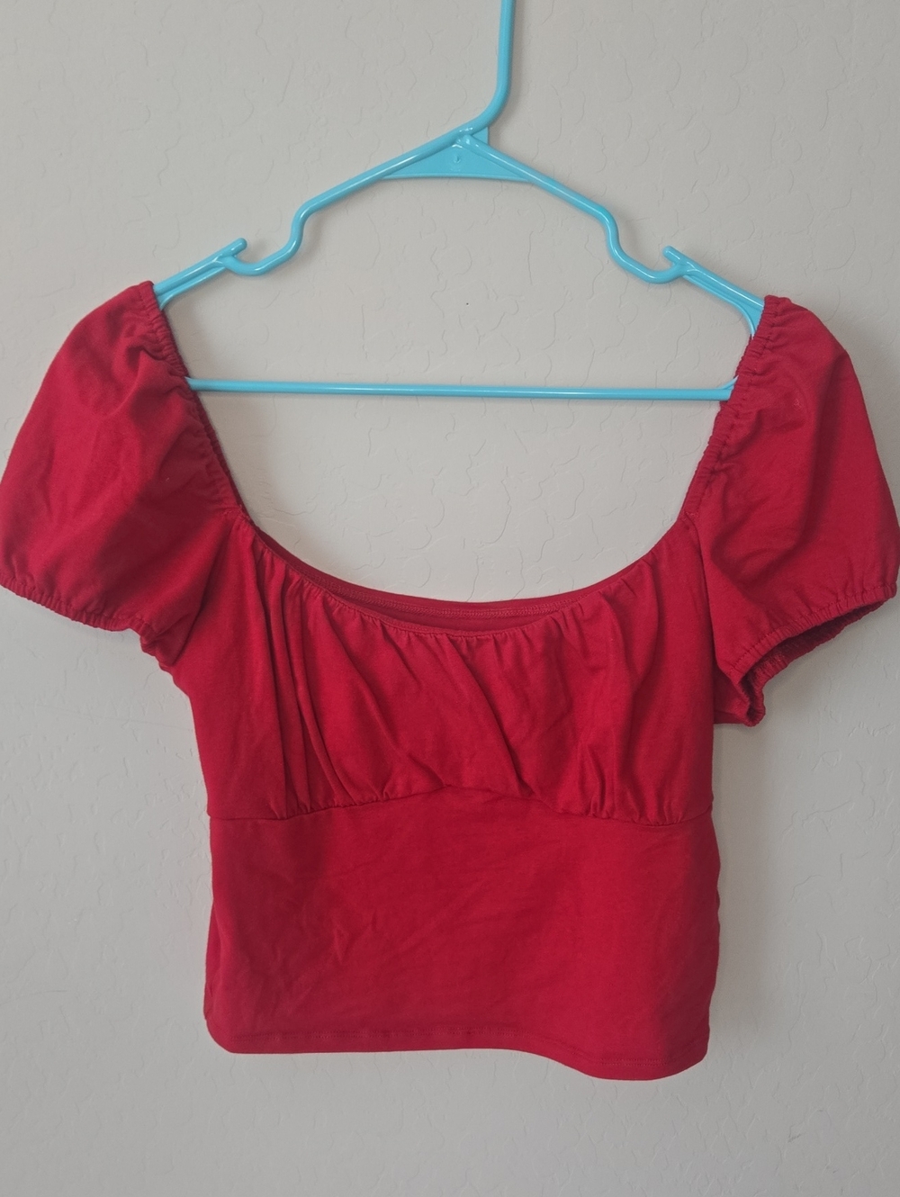 Hollister Red Off-Shoulder Puff Sleeve Crop Top